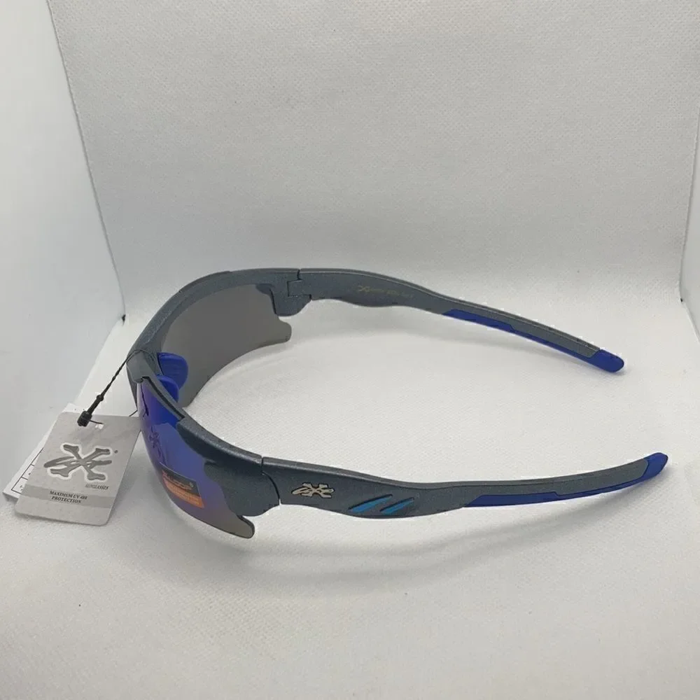 X-Loop Mens Sport Wrap Around Semi Rimless Mirrored Lens Sunglasses